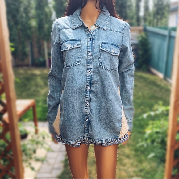 Billabong Denim Shirt with Lace - Picture 5 of 15
